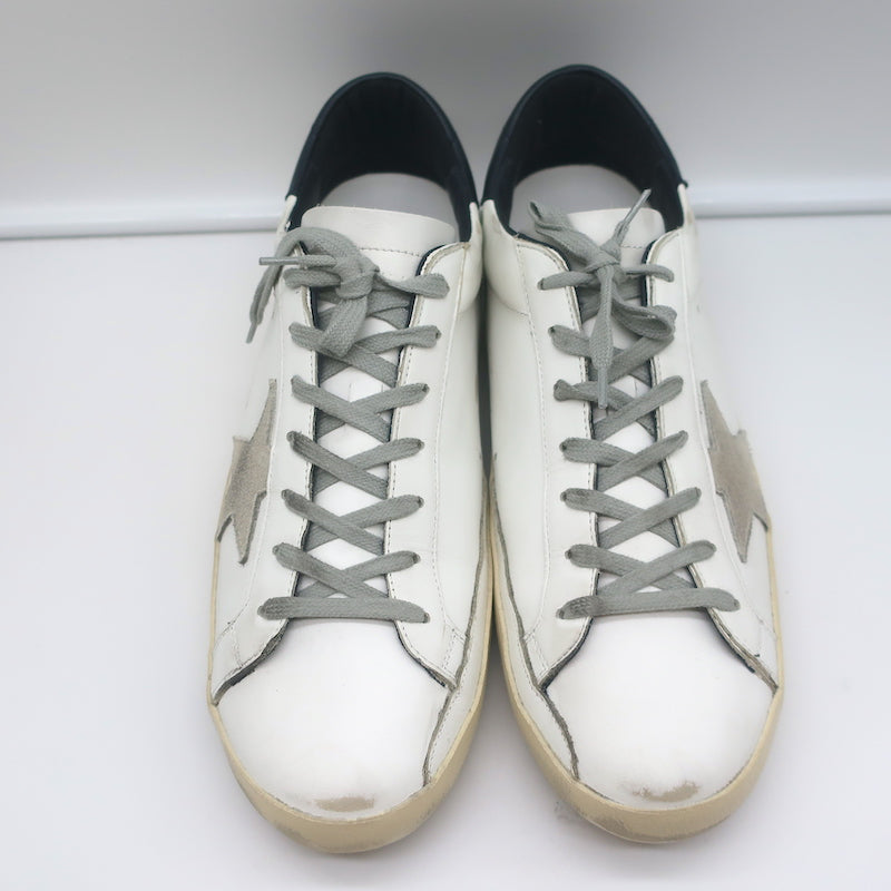 Golden Goose Superstar Sneakers White/Navy Leather &amp; Gray Suede Size 46 NEW