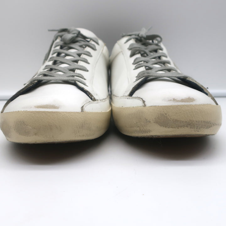 Golden Goose Superstar Sneakers White/Navy Leather &amp; Gray Suede Size 46 NEW