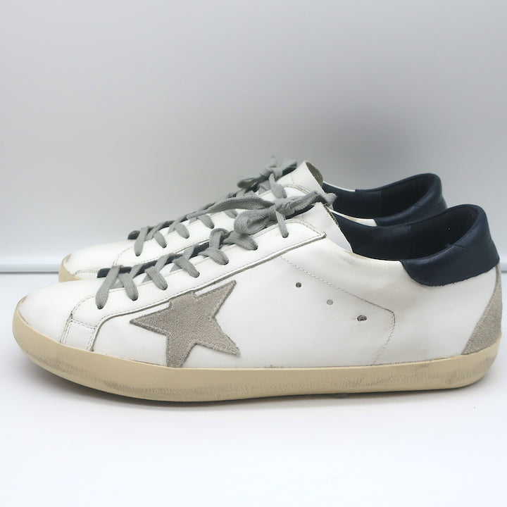 Golden Goose Superstar Sneakers White/Navy Leather &amp; Gray Suede Size 46 NEW