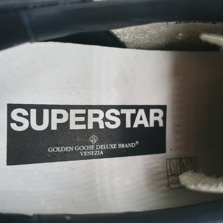 Golden Goose Superstar Sneakers White/Navy Leather &amp; Gray Suede Size 46 NEW
