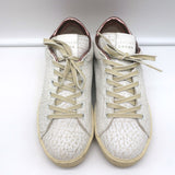 Leather Crown LC06 Low Top Sneakers White Crackle & Rose Gold Metallic Size 37
