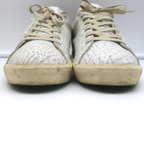 Leather Crown LC06 Low Top Sneakers White Crackle & Rose Gold Metallic Size 37