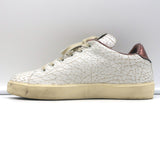 Leather Crown LC06 Low Top Sneakers White Crackle & Rose Gold Metallic Size 37