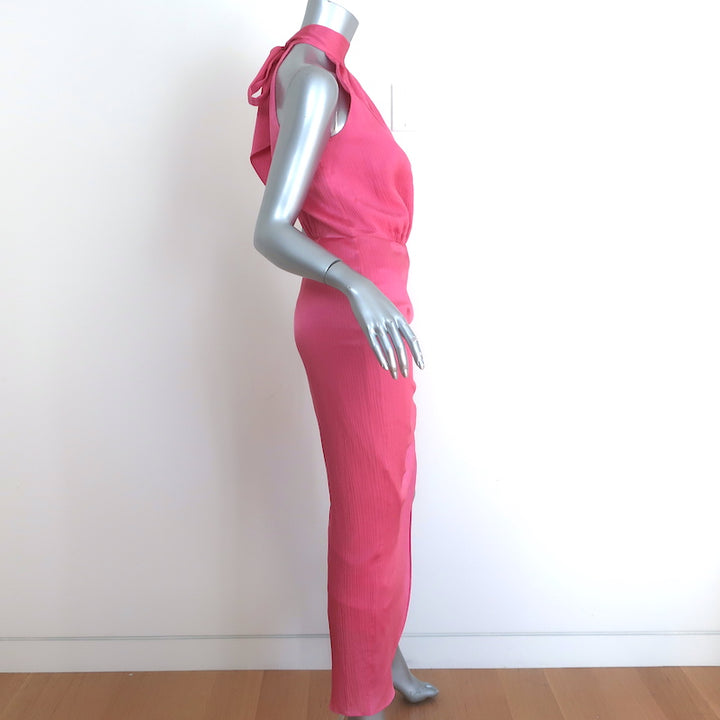 Veronica Beard Halter Midi Dress Gabriella Pink Ruched Satin Size 0 NEW