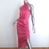 Veronica Beard Halter Midi Dress Gabriella Pink Ruched Satin Size 0 NEW