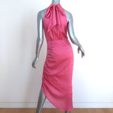 Veronica Beard Halter Midi Dress Gabriella Pink Ruched Satin Size 0 NEW