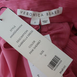 Veronica Beard Halter Midi Dress Gabriella Pink Ruched Satin Size 0 NEW