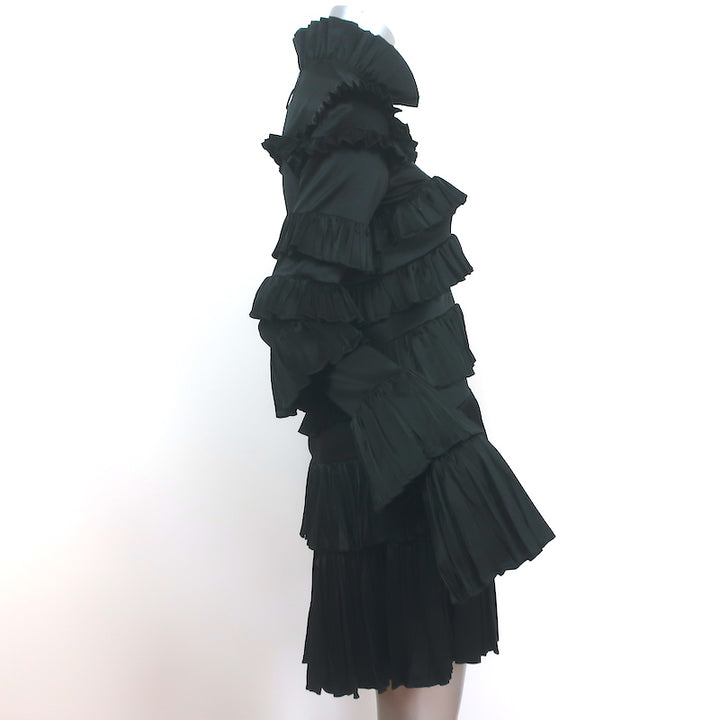 Off-White c/o Virgil Abloh Tiered Ruffle Mini Dress Black Satin Size Small