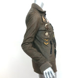 Giorgio Brato Zodiac Patch Leather Bomber Jacket Army Green Size 42