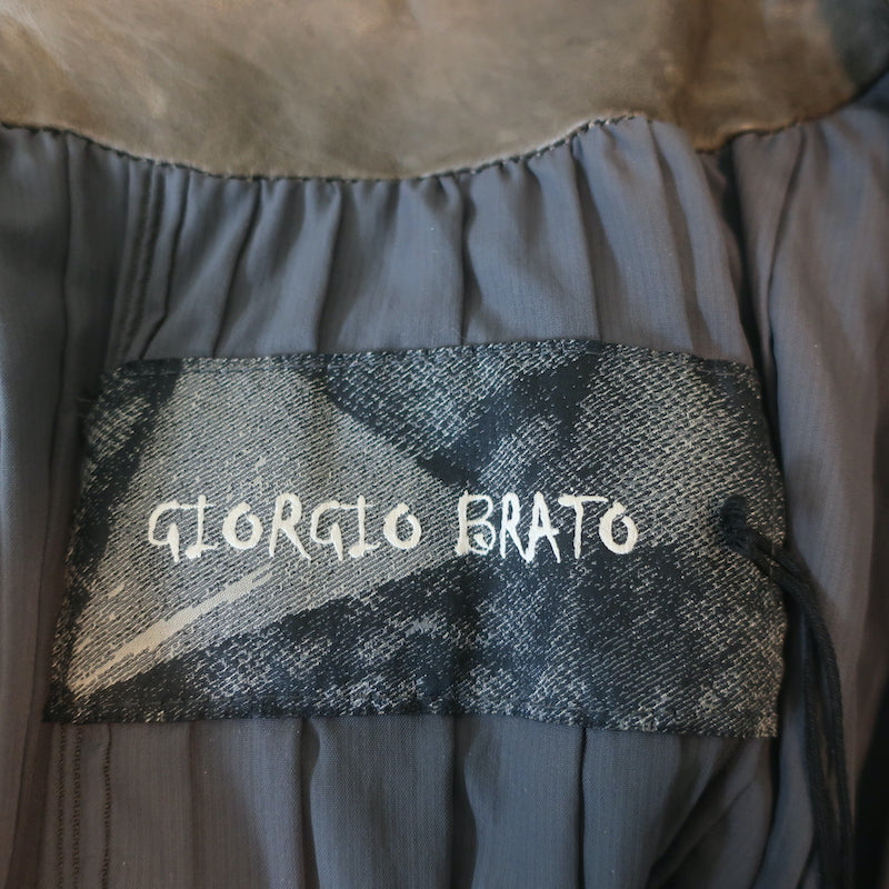 Giorgio Brato Zodiac Patch Leather Bomber Jacket Army Green Size 42