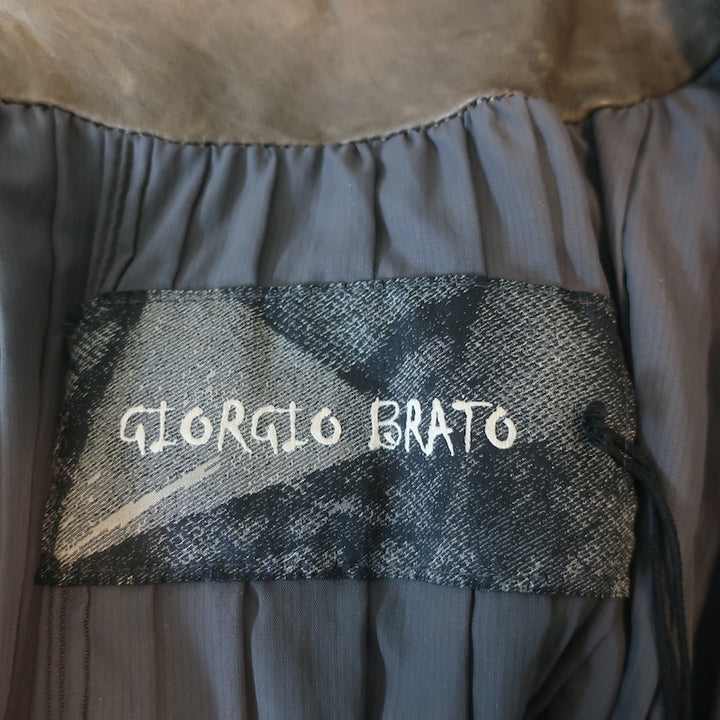Giorgio Brato Zodiac Patch Leather Bomber Jacket Army Green Size 42