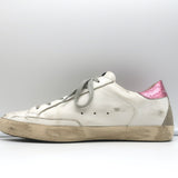 Golden Goose Superstar Sneakers White Leather with Pink Laminated Heel Size 41