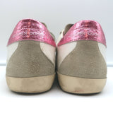 Golden Goose Superstar Sneakers White Leather with Pink Laminated Heel Size 41