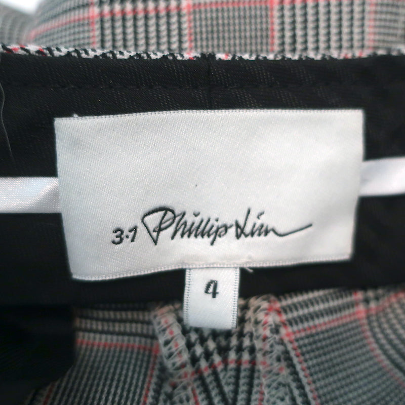 3.1 Phillip Lim Checked Jogger Pants Gray/Black Stretch Wool-Cotton Size 4