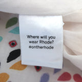 RHODE Pia Puff Sleeve Mini Dress White/Multi Printed Cotton Size Large