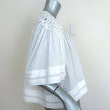 Isabel Marant Etoile Blouse White Cotton & Crochet Lace Size 38 Short Sleeve Top