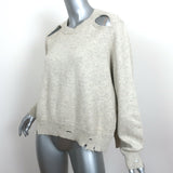 Isabel Marant Etoile Cutout Sweater Kelia Light Gray Distressed Knit Size 42
