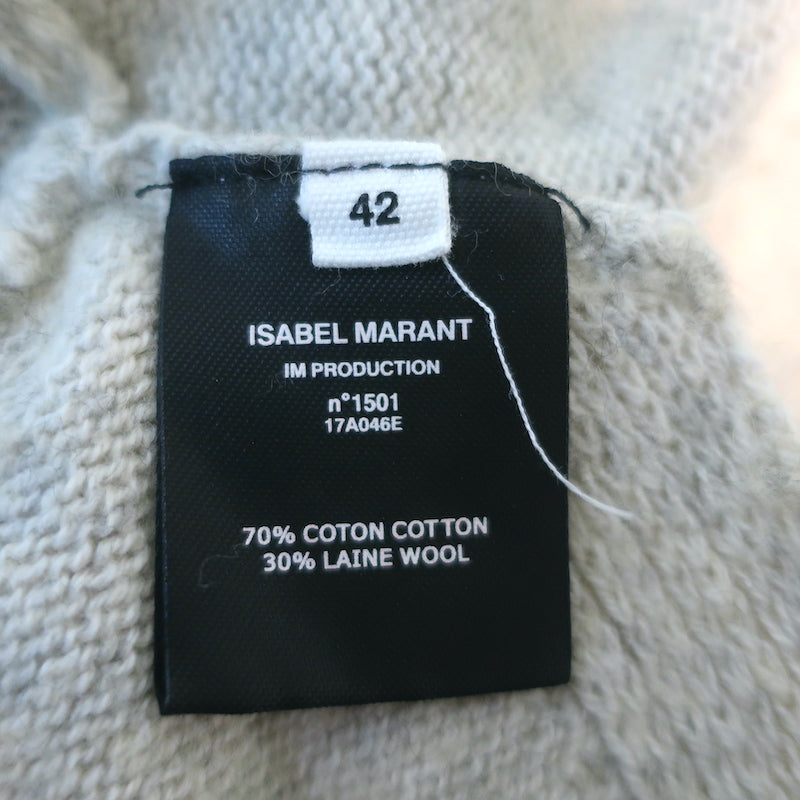 Isabel Marant Etoile Cutout Sweater Kelia Light Gray Distressed Knit Size 42