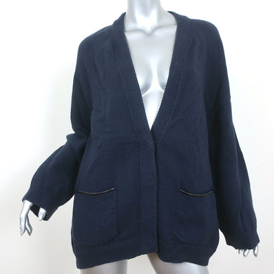 3.1 Phillip Lim Oversized Cardigan Navy Cotton-Cashmere Size Medium/Large