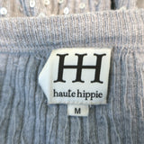 Haute Hippie Sequin Tunic Sweater Light Gray Silk-Cashmere Knit Size Medium
