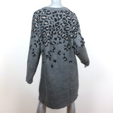 Rag & Bone Sweater Dress Isadora Gray Leopard Jacquard Knit Size Large