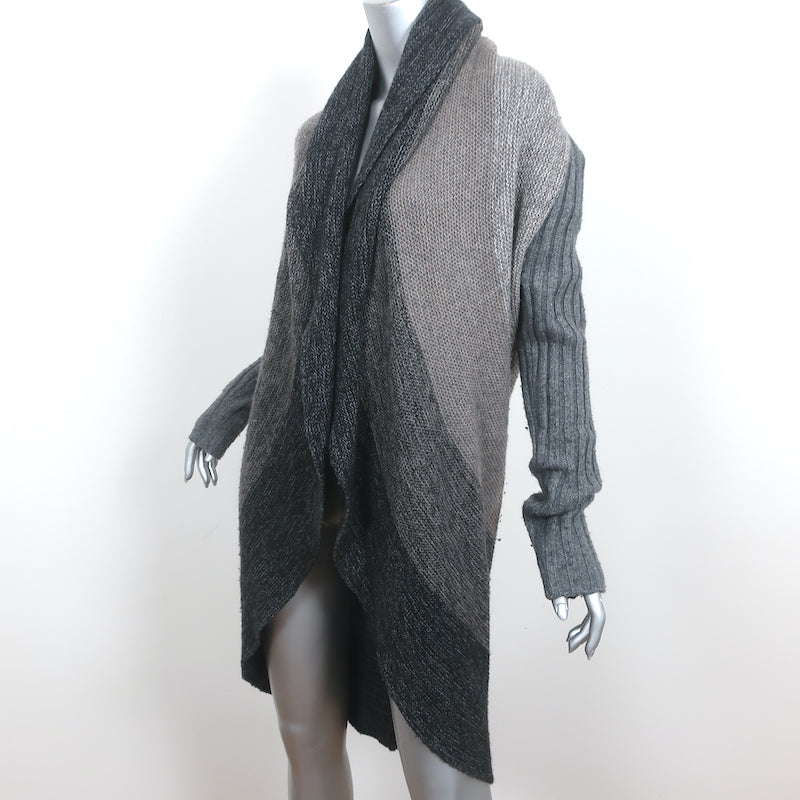 Autumn Cashmere Cocoon Cardigan Gray Cashmere-Blend Mixed Knit Size Large