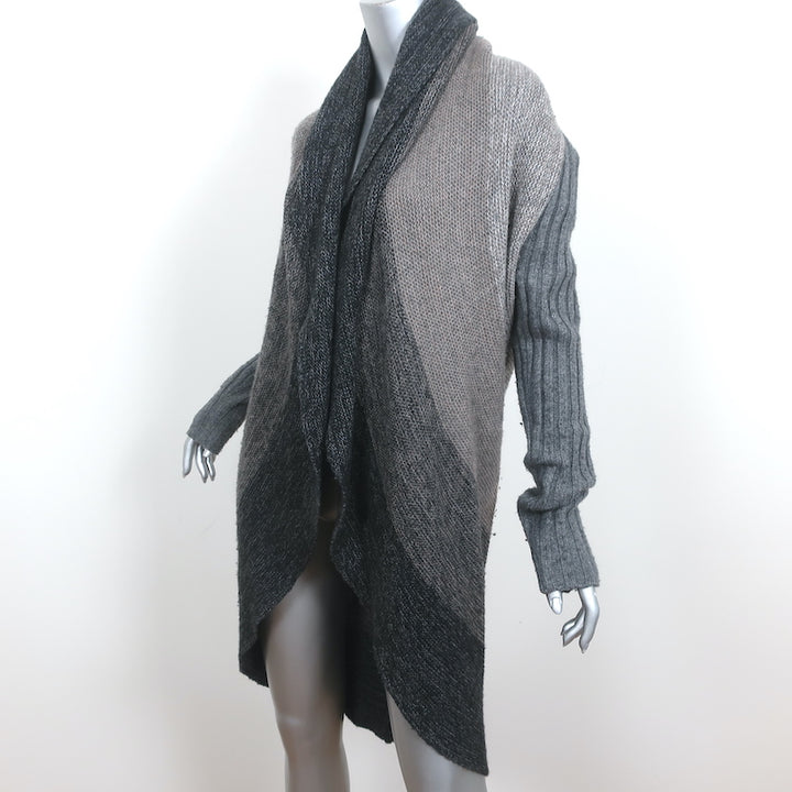 Autumn Cashmere Cocoon Cardigan Gray Cashmere-Blend Mixed Knit Size Large