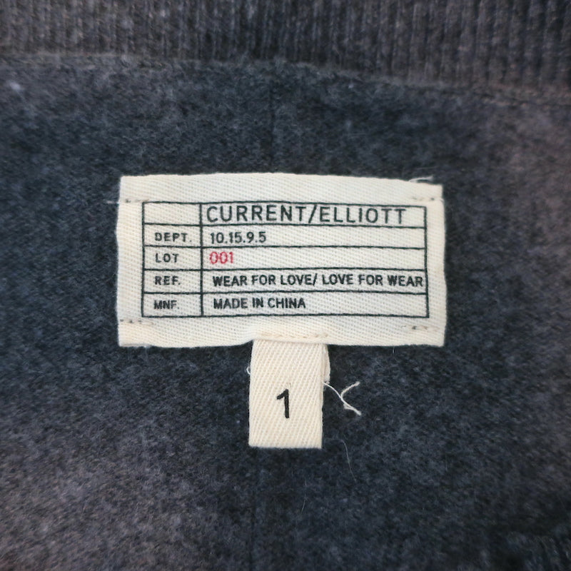 Current/Elliott Destroyed Knit Sweater Dark Gray Wool-Cashmere Size 1