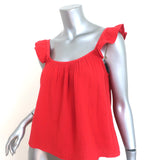 Xirena Rue Ruffle Tank Top Apple Red Cotton Gauze Size Small NEW