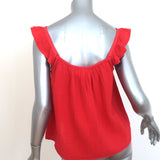 Xirena Rue Ruffle Tank Top Apple Red Cotton Gauze Size Small NEW