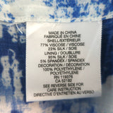 Helmut Lang Cropped Blouse Blue Scriber Print Silk Size Large Short Sleeve Top