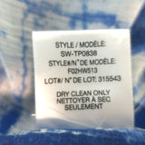 Helmut Lang Cropped Blouse Blue Scriber Print Silk Size Large Short Sleeve Top