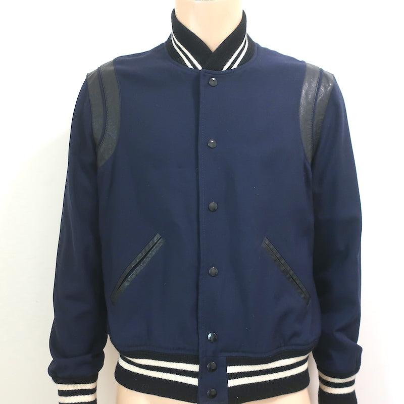 Saint Laurent blue Teddy Varsity Jacket