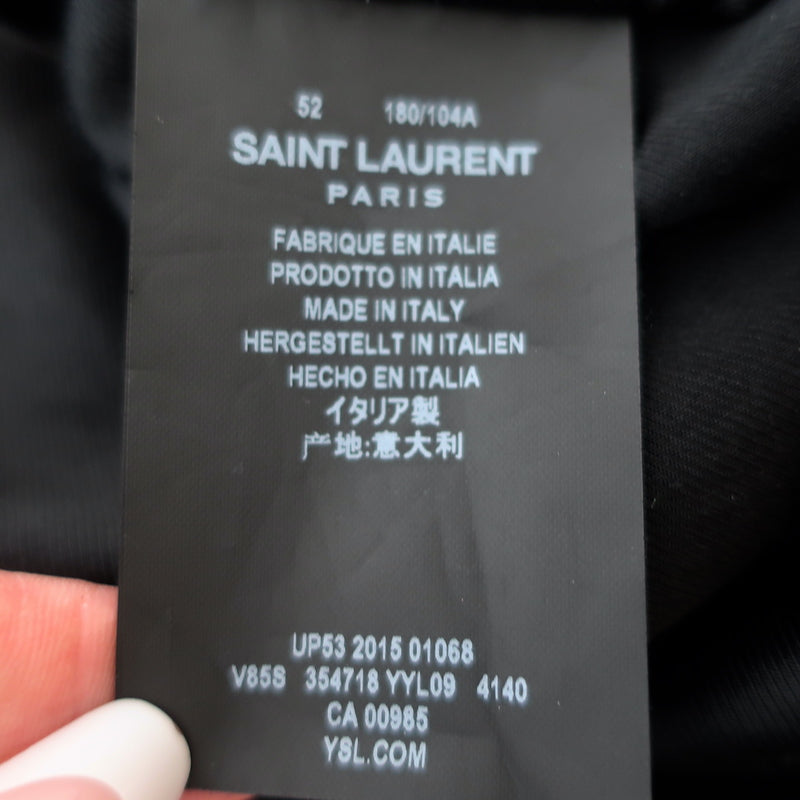 SAINT LAURENT Teddy leather-trimmed recycled wool-blend bomber