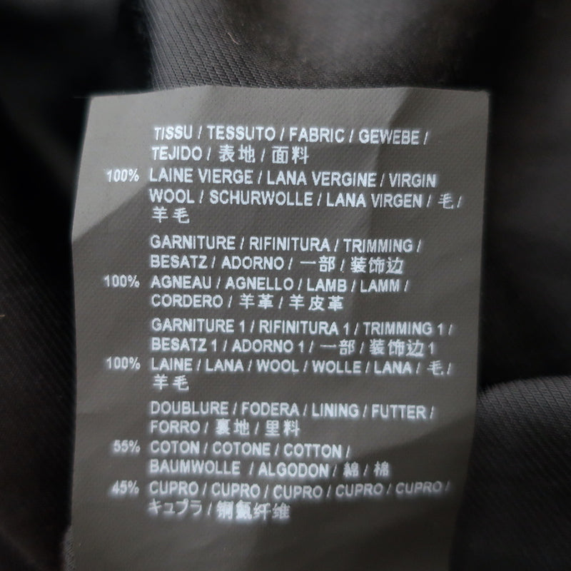 Saint Laurent Bomber Jacket Navy/Black Leather-Trimmed Wool Size 52