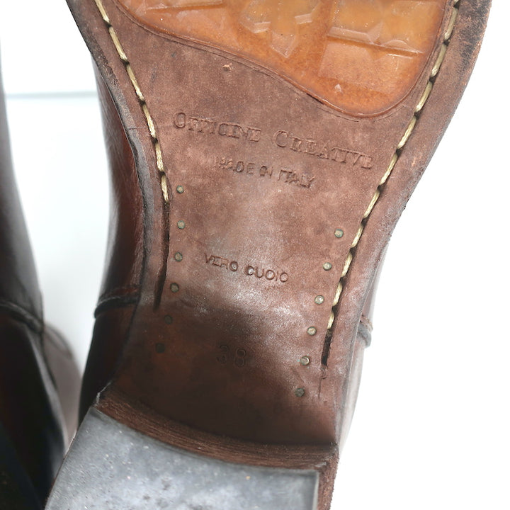 Officine Creative Chelsea Boots Brown Leather Size 38 Mid-Heel Ankle Boots