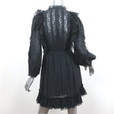 Ulla Johnson Ruffle Mini Dress Presley Black Polka Dot Cotton-Blend Size 4