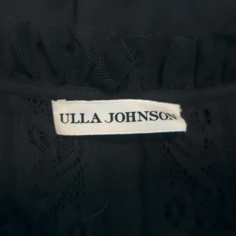 Ulla Johnson Ruffle Mini Dress Presley Black Polka Dot Cotton-Blend Size 4