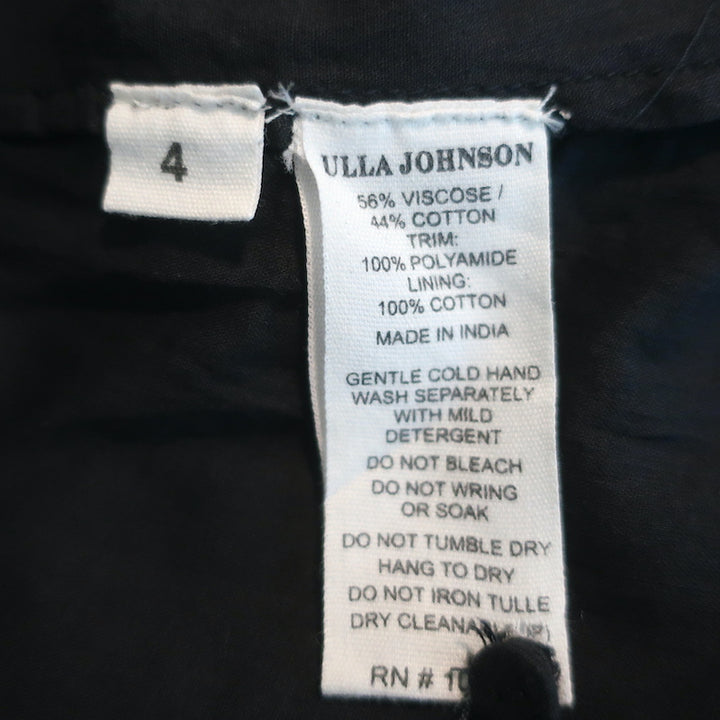 Ulla Johnson Ruffle Mini Dress Presley Black Polka Dot Cotton-Blend Size 4
