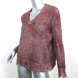 Avant Toi V-Neck Sweater Red Cotton-Blend Destroyed Knit Size Small