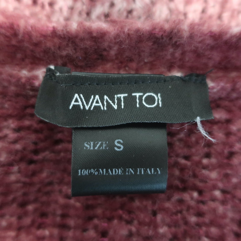 Avant Toi V-Neck Sweater Red Cotton-Blend Destroyed Knit Size Small