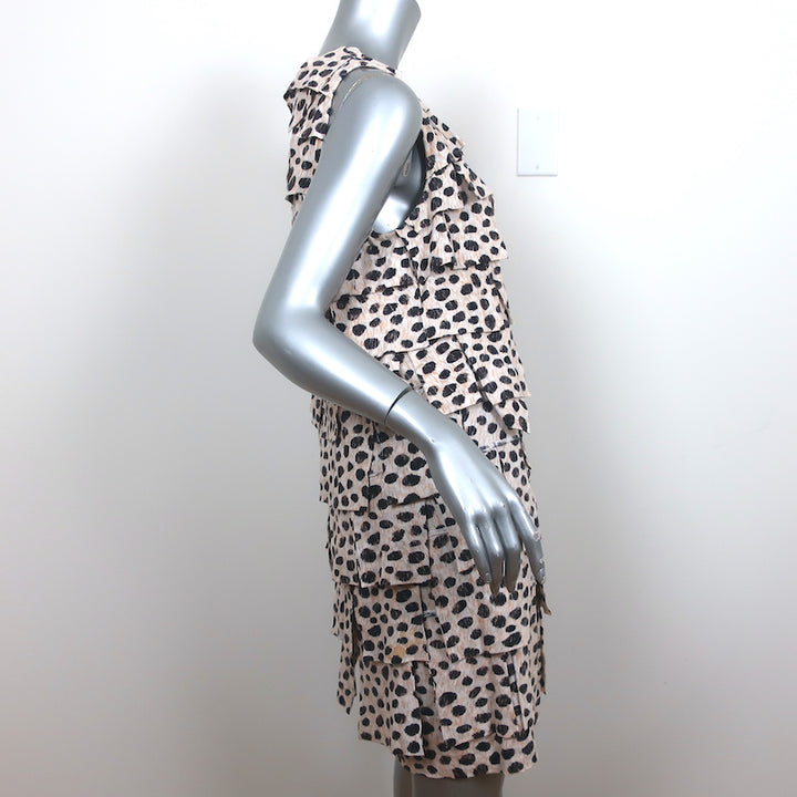 3.1 Phillip Lim Tiered Ruffle Mini Dress Cheetah Print Cotton Jersey Size Medium