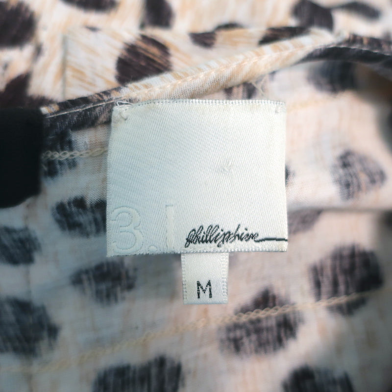 3.1 Phillip Lim Tiered Ruffle Mini Dress Cheetah Print Cotton Jersey Size Medium
