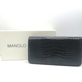 Manolo Blahnik Alligator Clutch Blue Marine Small Shoulder Bag NEW