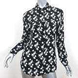 ANINE BING Blouse Stella Black Star Print Silk Size Extra Small Long Sleeve Top