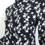 ANINE BING Blouse Stella Black Star Print Silk Size Extra Small Long Sleeve Top