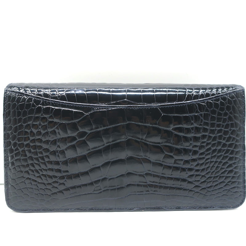 Manolo Blahnik Alligator Clutch Blue Marine Small Shoulder Bag NEW