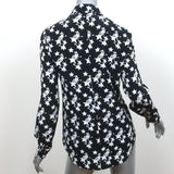 ANINE BING Blouse Stella Black Star Print Silk Size Extra Small Long Sleeve Top