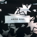 ANINE BING Blouse Stella Black Star Print Silk Size Extra Small Long Sleeve Top