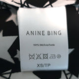 ANINE BING Blouse Stella Black Star Print Silk Size Extra Small Long Sleeve Top